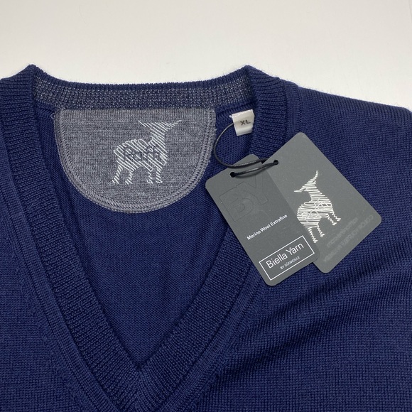 Raffi Italian Extra Fine Merino Wool Dark Navy Sweater Vest New with Tags Sz XL - Picture 3 of 7